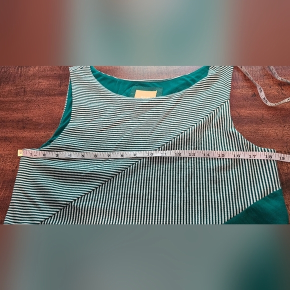 Anthropologie Maeve Cameron Striped Asymmetrical Green Striped Dress Large NEW - Picture 9 of 10